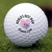 Wereldwijd beste mam roze hartmonogrammed golfballen