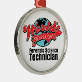 Wereldwijd de grootste forensische technicus op he metalen ornament (Rechts)