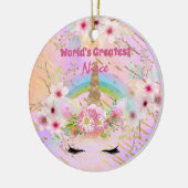 Wereldwijd de grootste UNECE Unicorn Face Pink Gol Keramisch Ornament (Links)