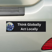 Wereldwijd denken, lokaal handelen, klimaatcitaat bumpersticker (Op auto)