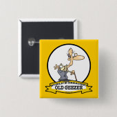 WERELDWIJD GROOTSTE OUDE GEEZER-CARTOON VIERKANTE BUTTON 5,1 CM (Voorkant /achterkant)