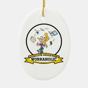 WERELDWIJD GROOTSTE WERKAHOLISCHE VROUWEN CARTOON KERAMISCH ORNAMENT