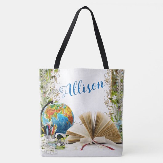 Wereldwijd leren tote bag (Voorkant)