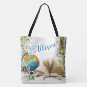 Wereldwijd leren tote bag (Achterkant)