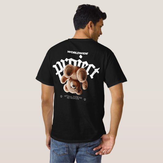 Wereldwijd Project met Teddy Black T-shirt (Achterkant volledig)