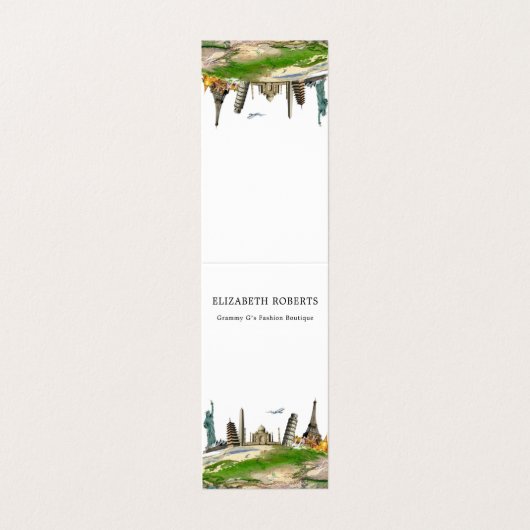 Wereldwijd Visitekaartje reisagent (Buitenkant ongevouwen)