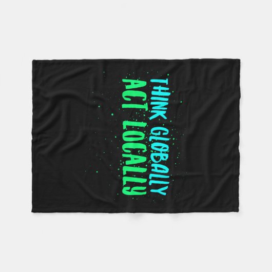 Wereldwijd wereldwijd lokaal milieubewust denken fleece deken (Voorkant (Horizontaal))