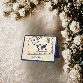 wereldwijde Adventure Destination Trouwtafel numme Bedankkaart