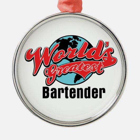Wereldwijde Bartender Metalen Ornament (Voorkant)