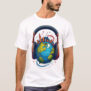 Wereldwijde Beats: Earth & HeadphonesT-Shirt T-shirt