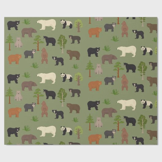 Wereldwijde Beren Cadeaupapier (Vlak)