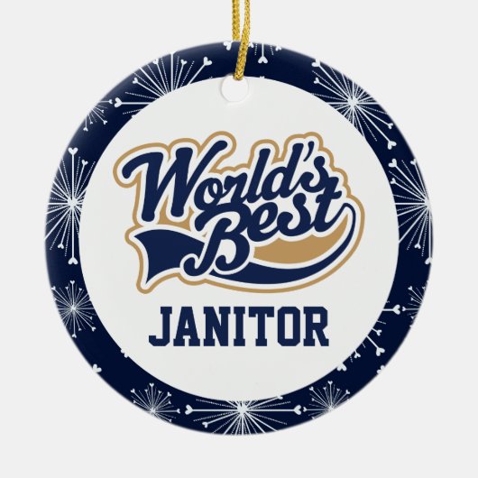 Wereldwijde beste Janitor Gift Keramisch Ornament (Voorkant)