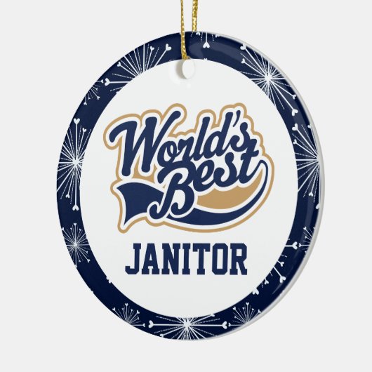 Wereldwijde beste Janitor Gift Keramisch Ornament (Links)