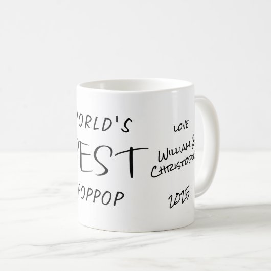 Wereldwijde beste Poppop Custom Photo Name Year Koffiemok (Voorkant rechts)