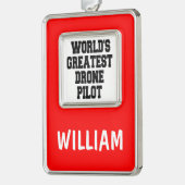 Wereldwijde bestuurder verzilverd omlijst ornament (Links)