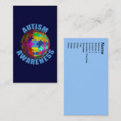 Wereldwijde bewustwording van autisme visitekaartje (Voorkant / Achterkant)