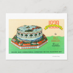 Wereldwijde Cake van Bill Baker in Ojai in 1939 Briefkaart