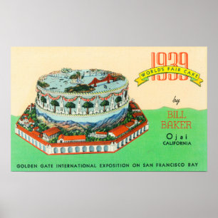 Wereldwijde Cake van Bill Baker in Ojai in 1939 Poster
