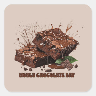 Wereldwijde chocoladedag vierkante sticker