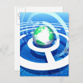 Wereldwijde communicatie, conceptuele computer 2 briefkaart (Voorkant / Achterkant)