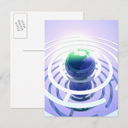 Wereldwijde communicatie, conceptuele computer briefkaart (Voorkant / Achterkant)