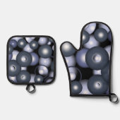 Wereldwijde concentrische cirkel orbitale Abstract Ovenwant & Pannenlap Set (Voorkant)