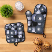 Wereldwijde concentrische cirkel orbitale Abstract Ovenwant & Pannenlap Set (Top down)