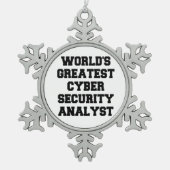 Wereldwijde cyberbeveiligingsanalist tin sneeuwvlok ornament (Voorkant)
