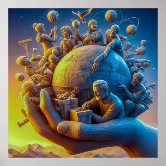 Wereldwijde dankbaarheid: Vrolijke Handen Poster (Voorkant)