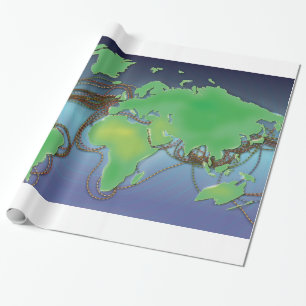 Wereldwijde draden - Onderzeese kabels Cadeaupapier