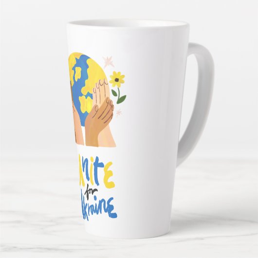 Wereldwijde eenheid voor Oekraïne Latte Mok (Rechterhoek)