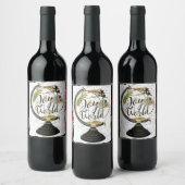 Wereldwijde feestdag roze en rode feest wijn etiket (Flessen)