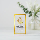 Wereldwijde gebouwen | Marmer | Goudgrens Visitekaartje (Staand voorkant)