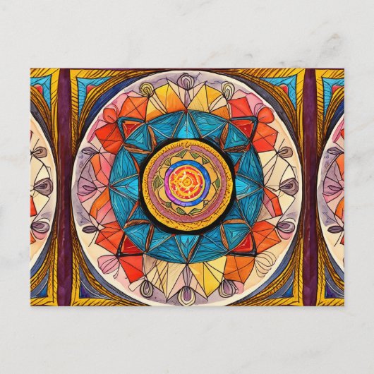 Wereldwijde gemeenschap Tribal Roots Heilige Geome Briefkaart (Voorkant)