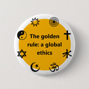 Wereldwijde gouden regel ronde button 5,7 cm