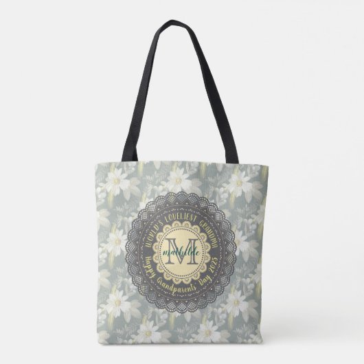 Wereldwijde grootmoeder Daisy Lace Monogram Tote Bag (Achterkant)