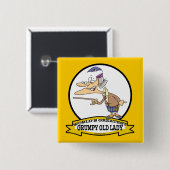 WERELDWIJDE GROOTSTE GROOTSTE OUDE LADY-CARTOON VIERKANTE BUTTON 5,1 CM (Voorkant /achterkant)