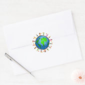 Wereldwijde Herfst Kinderen Ronde Sticker (Envelop)