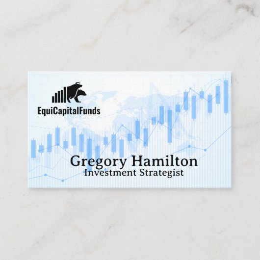 Wereldwijde kaart | Candle Stick Stock Graph Visitekaartje (Voorkant)