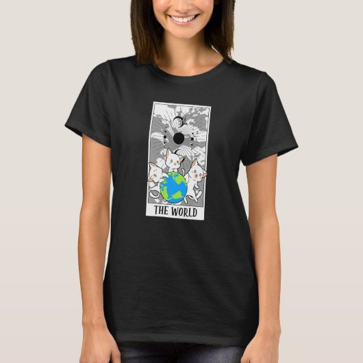 Wereldwijde Kaart Funny Cat Tarot Kaart A Tarot T-shirt (Voorkant)