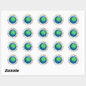 Wereldwijde kerstKinderen Ronde Sticker (Vel)