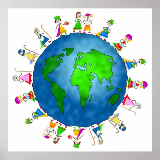 Wereldwijde Kinder nativiteit Poster (Voorkant)