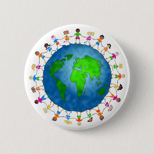 Wereldwijde Kinderen Ronde Button 5,7 Cm (Voorkant)