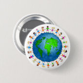 Wereldwijde Kinderen Ronde Button 5,7 Cm (Voorkant /achterkant)