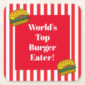 Wereldwijde nr. 1 Burger Eater Food Eating Contest Kartonnen Onderzetters (Voorkant)