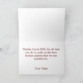 Wereldwijde ockey Coach Bedankkaart (Binnen)