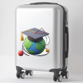 Wereldwijde opleiding en afstuderen: Wereld met ba Sticker (Koffer)