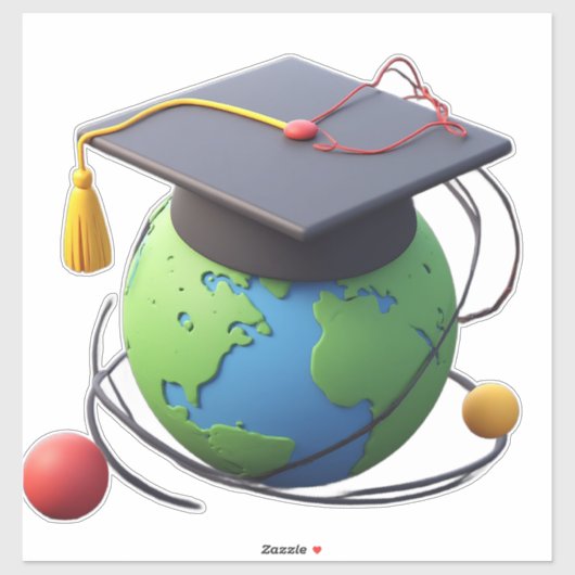Wereldwijde opleiding en afstuderen: Wereld met ba Sticker (Vel)