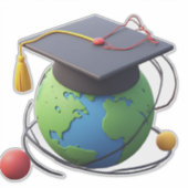 Wereldwijde opleiding en afstuderen: Wereld met ba Sticker (Voorkant)