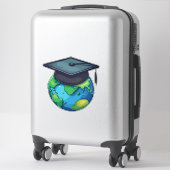 Wereldwijde opleiding en afstuderen: Wereld met ba Sticker (Koffer)